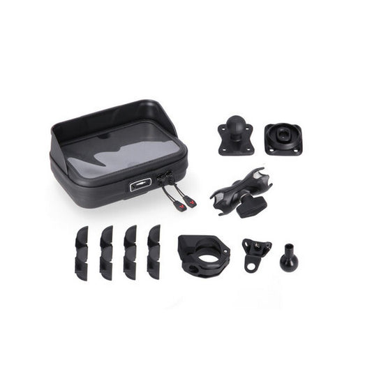 SW MOTECH UNIVERSAL GPS MOUNT KIT WITH NAVI CASE 2 SOCKET ARM FOR HANDLEBAR/MIRROR THREAD