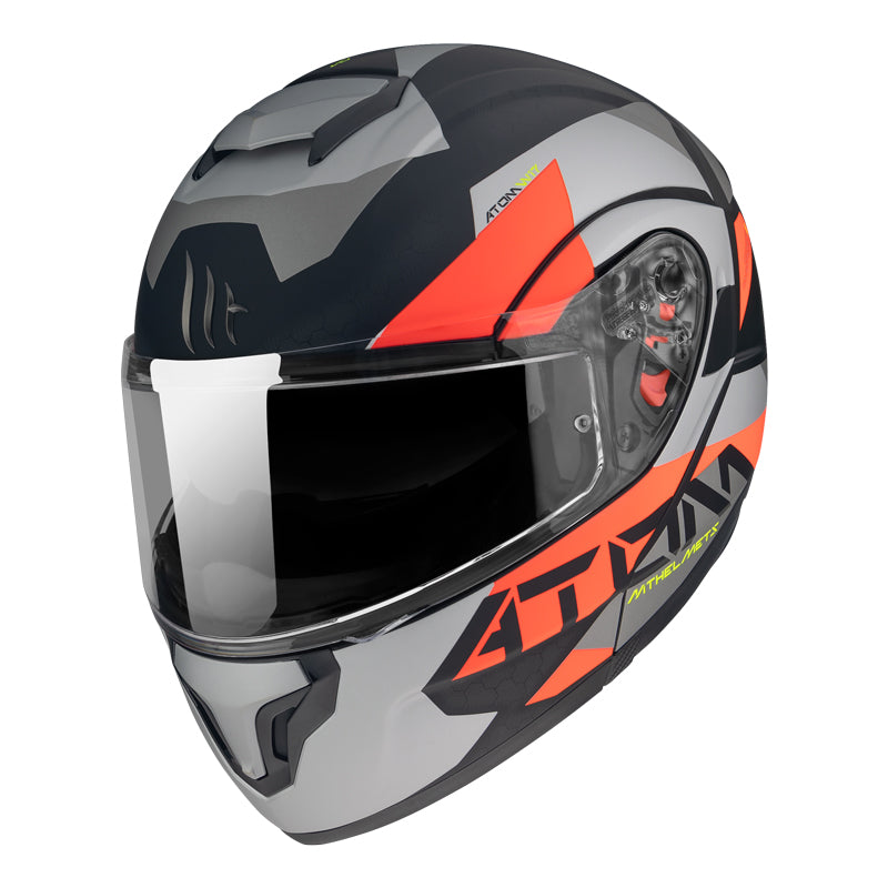mt axxis atom helmet Wolf Racon Gloss White | It accommodates the UCS Bluetooth intercom system (sold separately) MT Helmets - Atom SV
