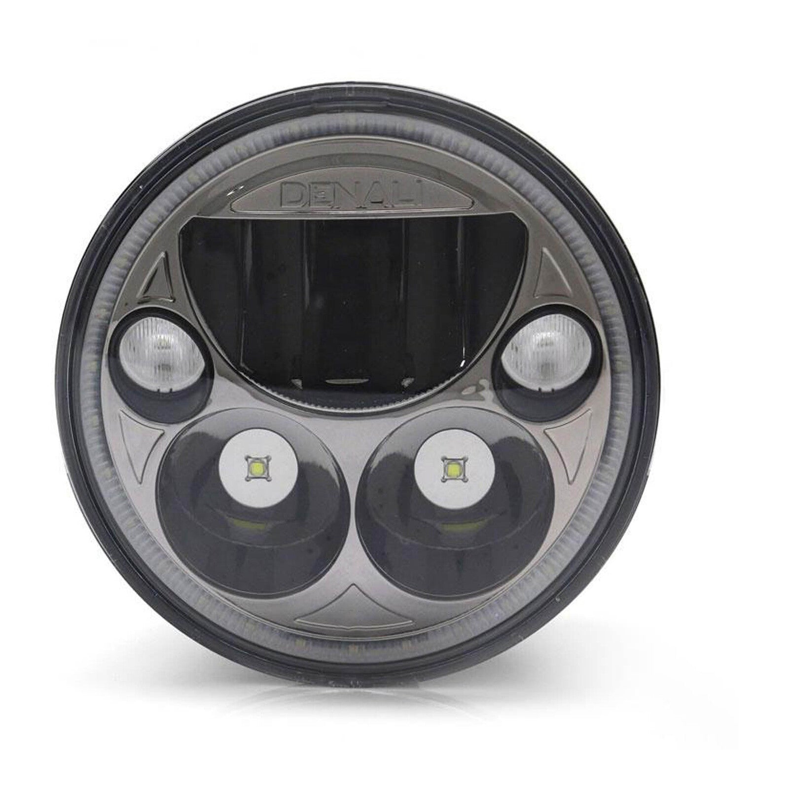 Denali M5 E-Mark LED Headlight Module, 5.75" Round, Black Chrome