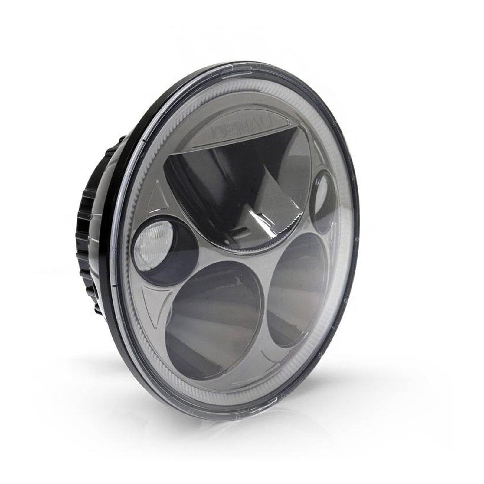 Denali M5 E-Mark LED Headlight Module, 5.75" Round, Black Chrome
