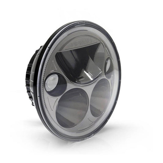 Denali M5 E-Mark LED Headlight Module, 5.75" Round, Black Chrome