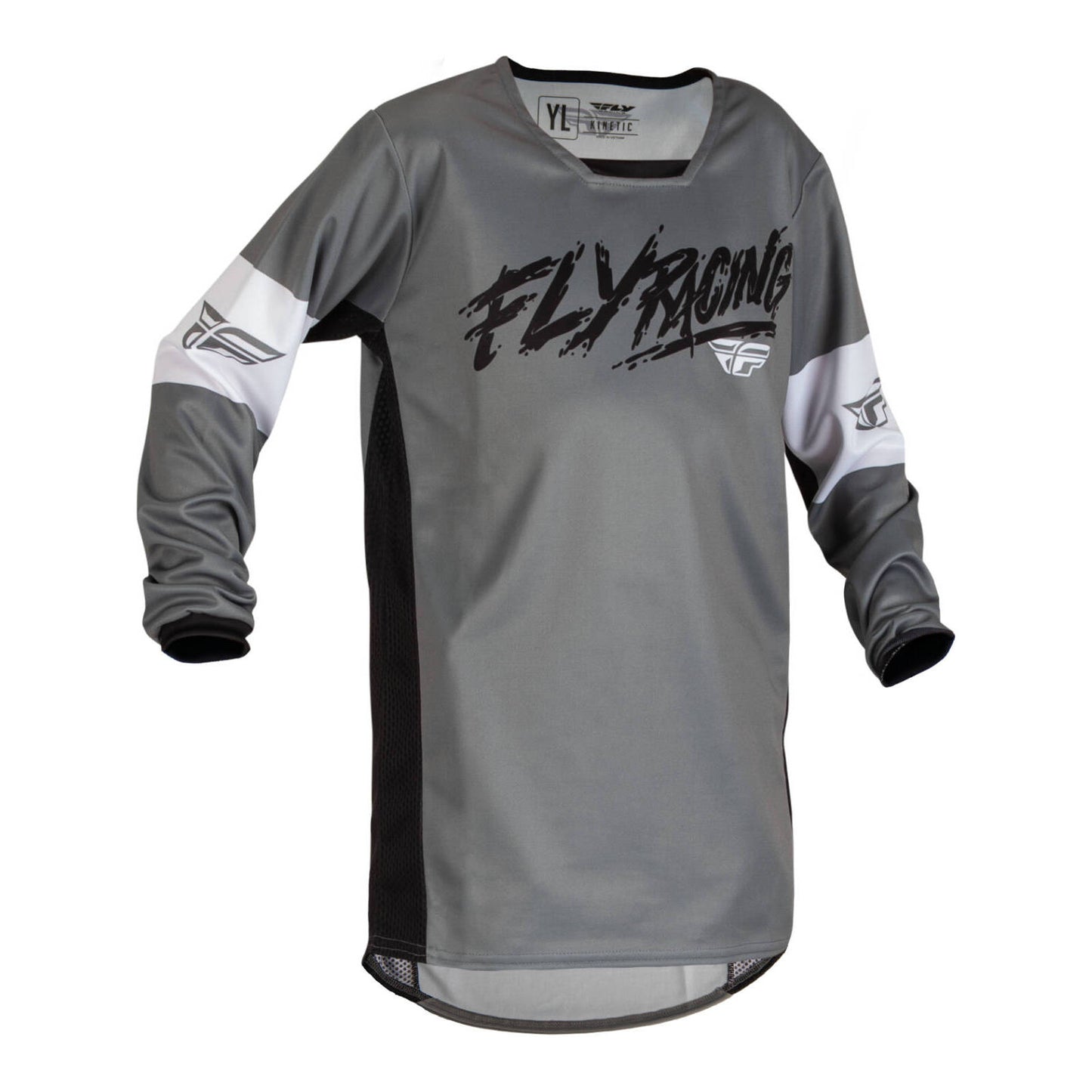 Fly Racing Kinetic Khaos Youth Jersey - Grey / Black / White