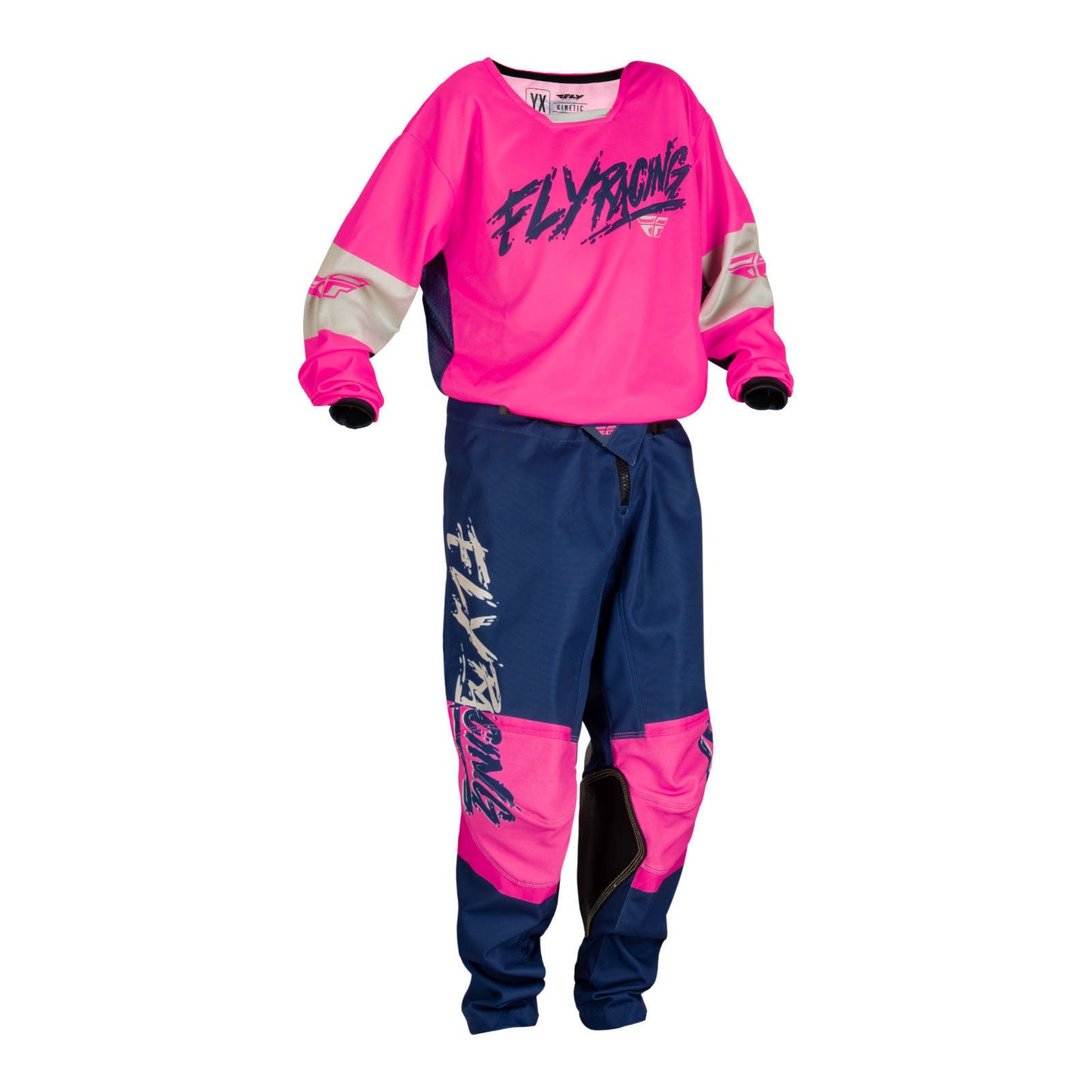 Fly Racing Kinetic Khaos Youth Pant - Pink / Navy / Tan