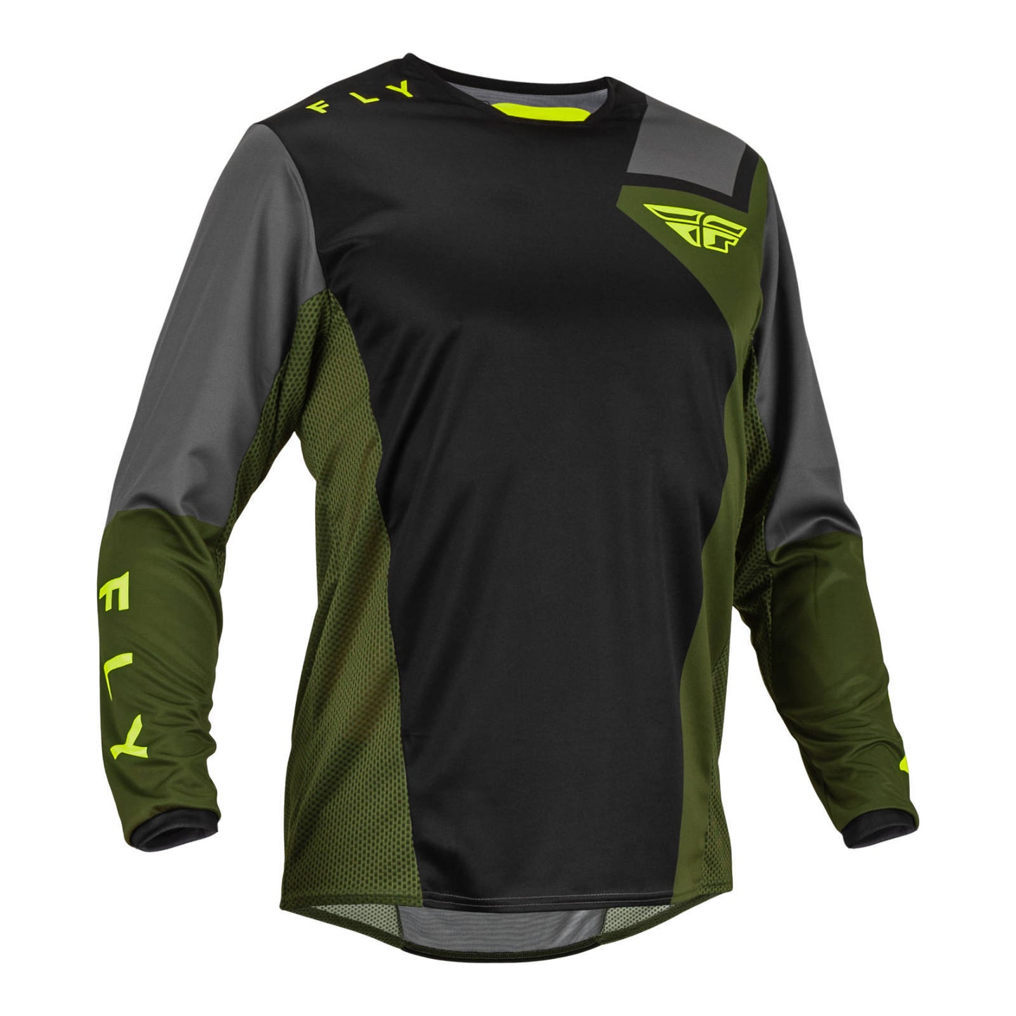 Fly Racing Kinetic Jet Jersey - Black / Olive Green / Hi-Vis