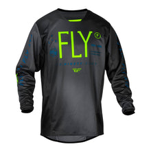 FLY Racing Youth Kinetic Jersey - Charcoal / Neon Green / True Blue