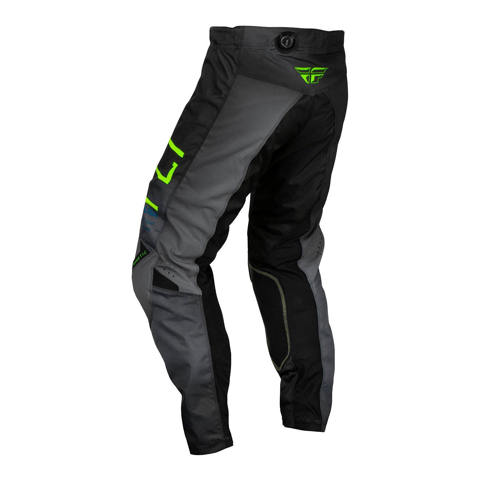 FLY Racing Youth Kinetic Pants - Charcoal / Neon Green / True Blue