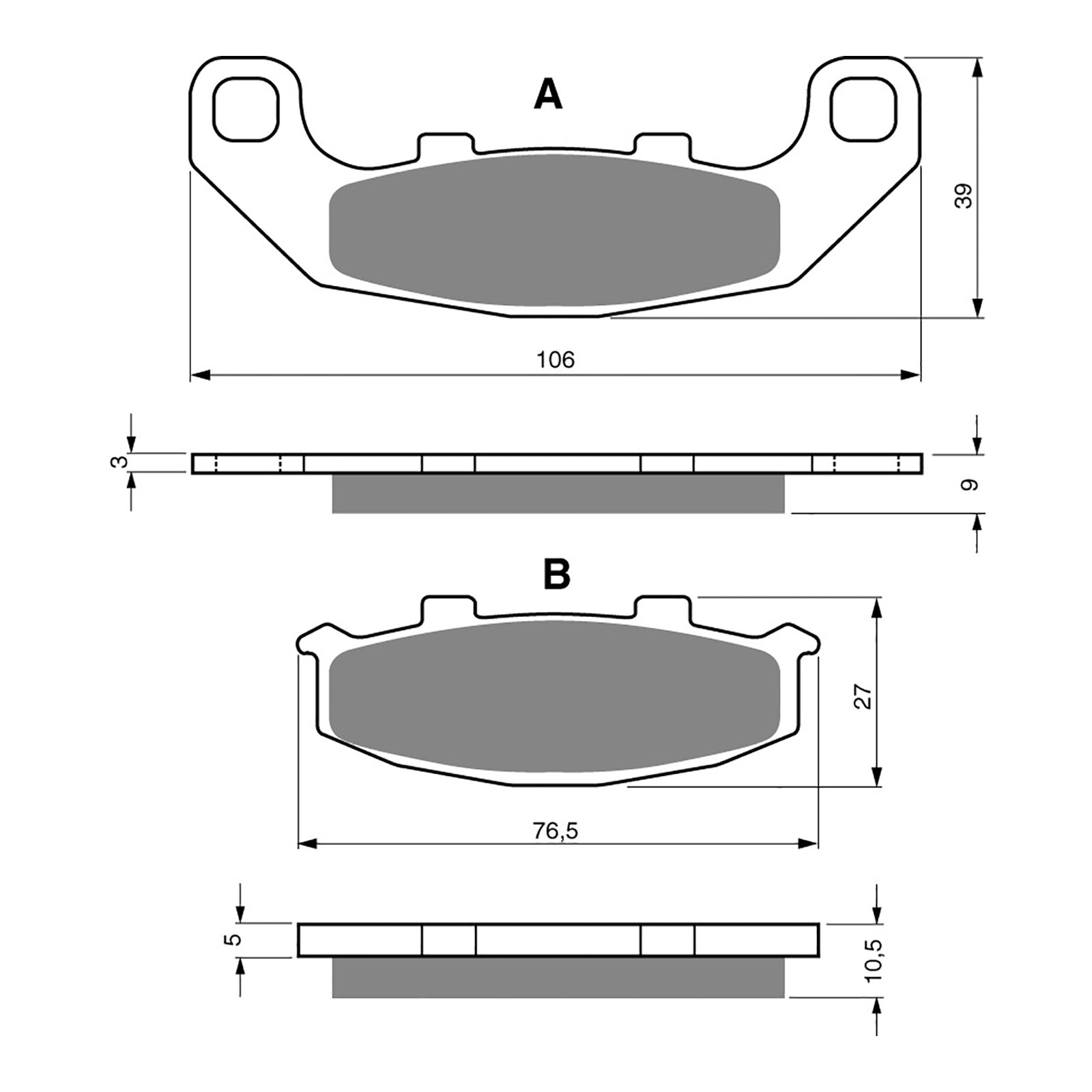 BRAKE PADS GOLDFREN SINTERED SPORTS GF044 - S3 ( PH60 )