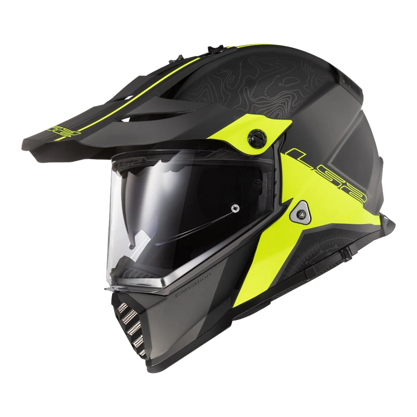 LS2 MX436 PIONEER EVO HELMET - ROUTER MATTE BLACK / HI-VIS Y