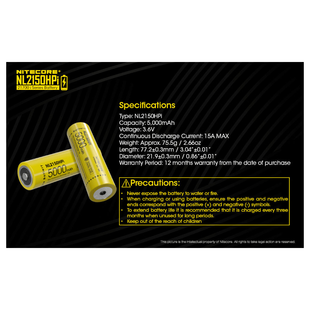 Nitecore 21700i Rechargeable Battery 3.6 V 5000 Mah