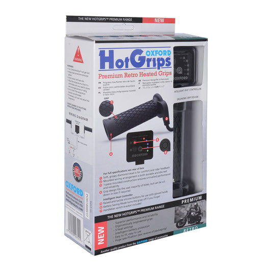 Oxford HotGripsĀ® Premium Retro with V8 Switch