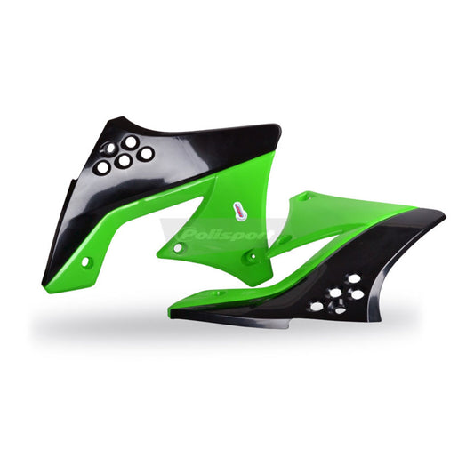Polisport Radiator Scoops Kawasaki KX250F ('09-'12) - Black/Green (Top/Bottom)