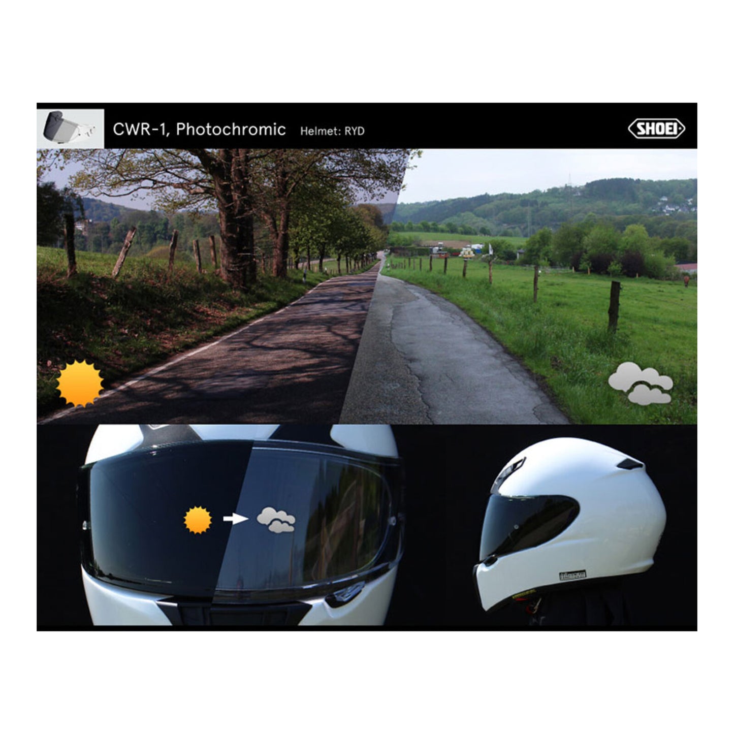 Shoei Visor NXR Ryd (X-Spirit 3 CWR-1) with Pin Transitional