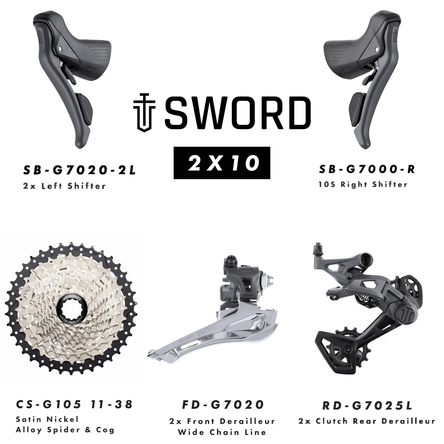 Microshift Sword 2x10 Groupset without Crankset