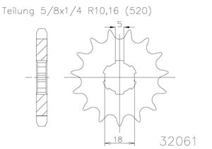 SPROCKET FRONT PSYCHIC MILD CARBON STEEL KAWASAKI KX125 94-08