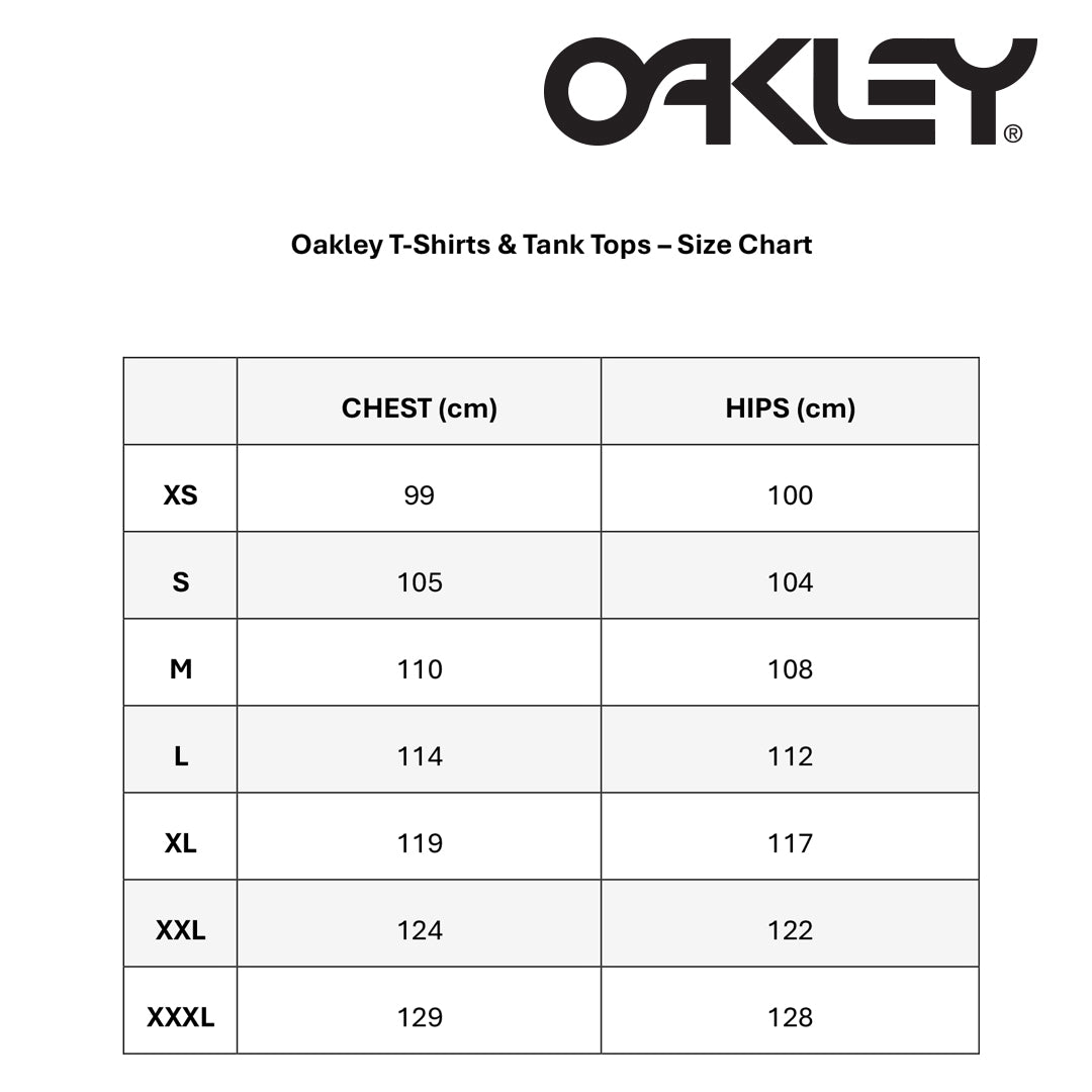 Oakley Tee and Tank Size Chart