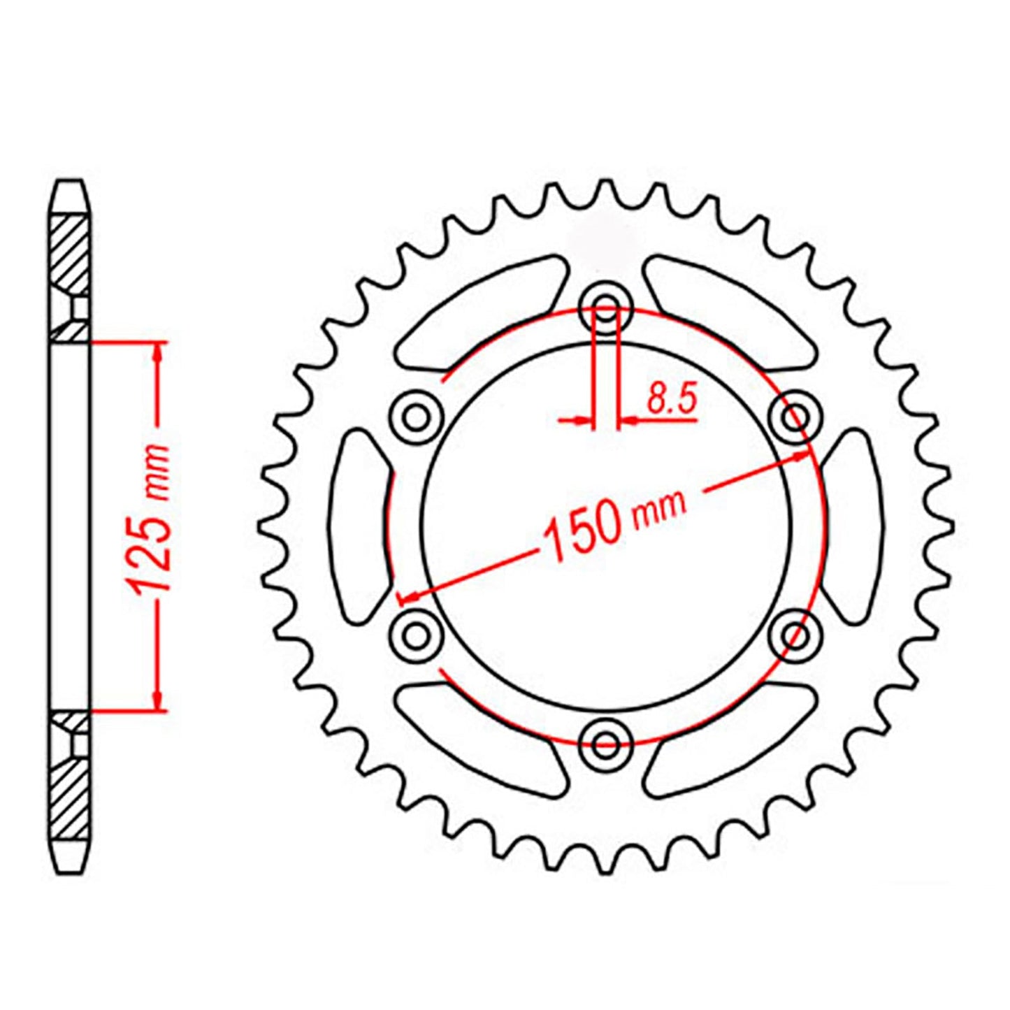 MTX 897 STEEL REAR SPROCKET #520