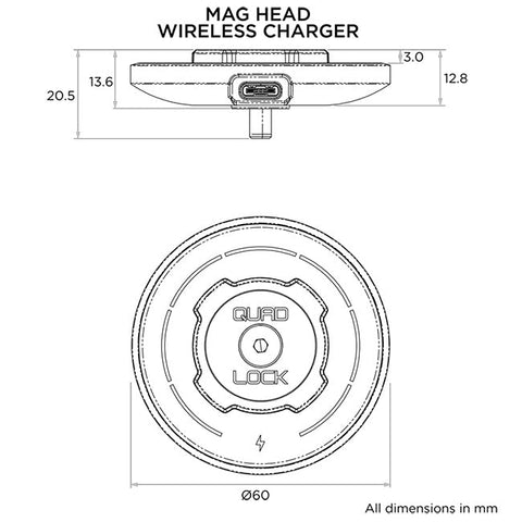 Quad Lock Car/Desk - MAG Wireless Charging Head