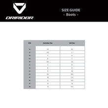 DRIRIDER Size Chart - Boots