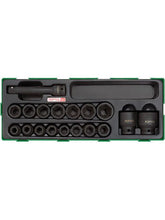 Toptul 18pcs 1/2In Dr Flank Impact Socket Set Metric Modular Insert