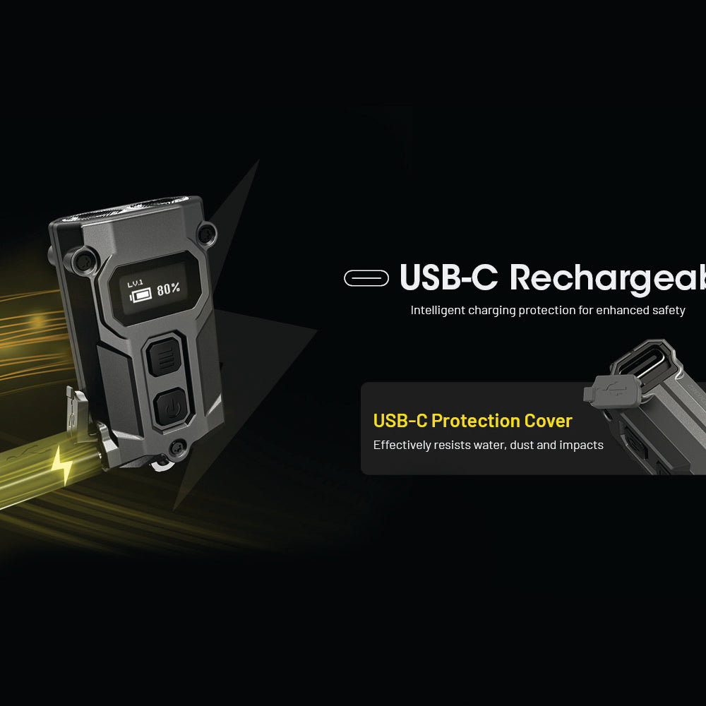 NITECORE 600 LUMEN USB-C RECHARGEABLE KEYCHAIN FLASHLIGHT ORANGE