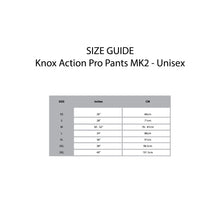 KNOX Size Chart Action Pro Pants - Unisex