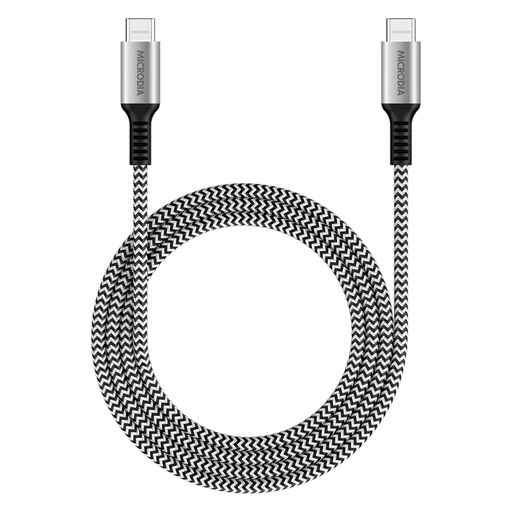 MICRODIA EXECABLE TWEED PD100W 1.3M USB-C TO USB-C CABLE - ZEBRA