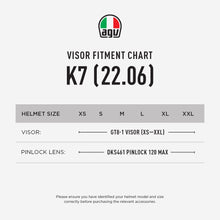 AGV K7 22.06 VISOR & PINLOCK FITMENT