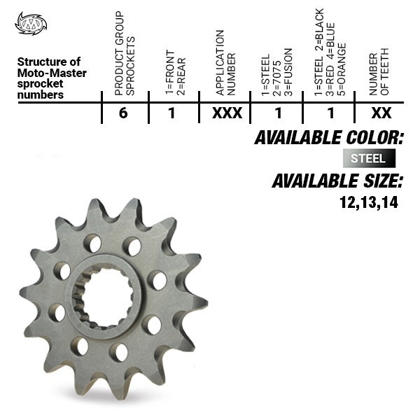 SPROCKET FRONT MOTO MASTER STEEL 14 TOOTH SHERCO
