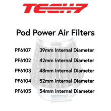 Tech 7 Pod Power Air Filters - measurements