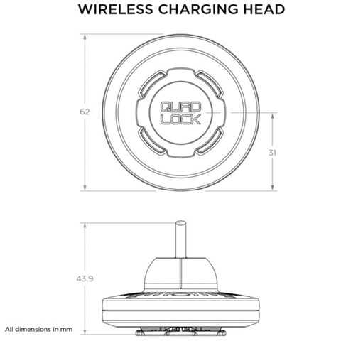 Quad Lock Car/Desk - Wireless Charging Head