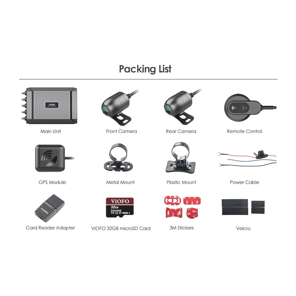 VIOFO 1080P MOTORCYCLE DASHCAM DUAL CHANNEL F/R WIFI + GPS