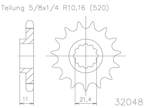 SPROCKET FRONT MOTO MASTER STEEL 14T HUSQVARNA CR SM SMR SMS TC TE TXC WR
