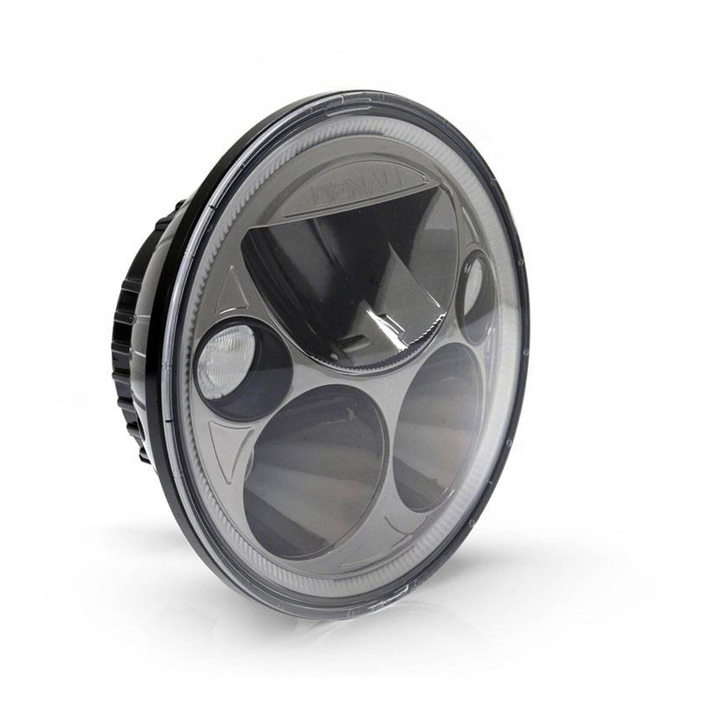 Denali M5 E-Mark LED Headlight Module, 5.75 Round, Black Chrome