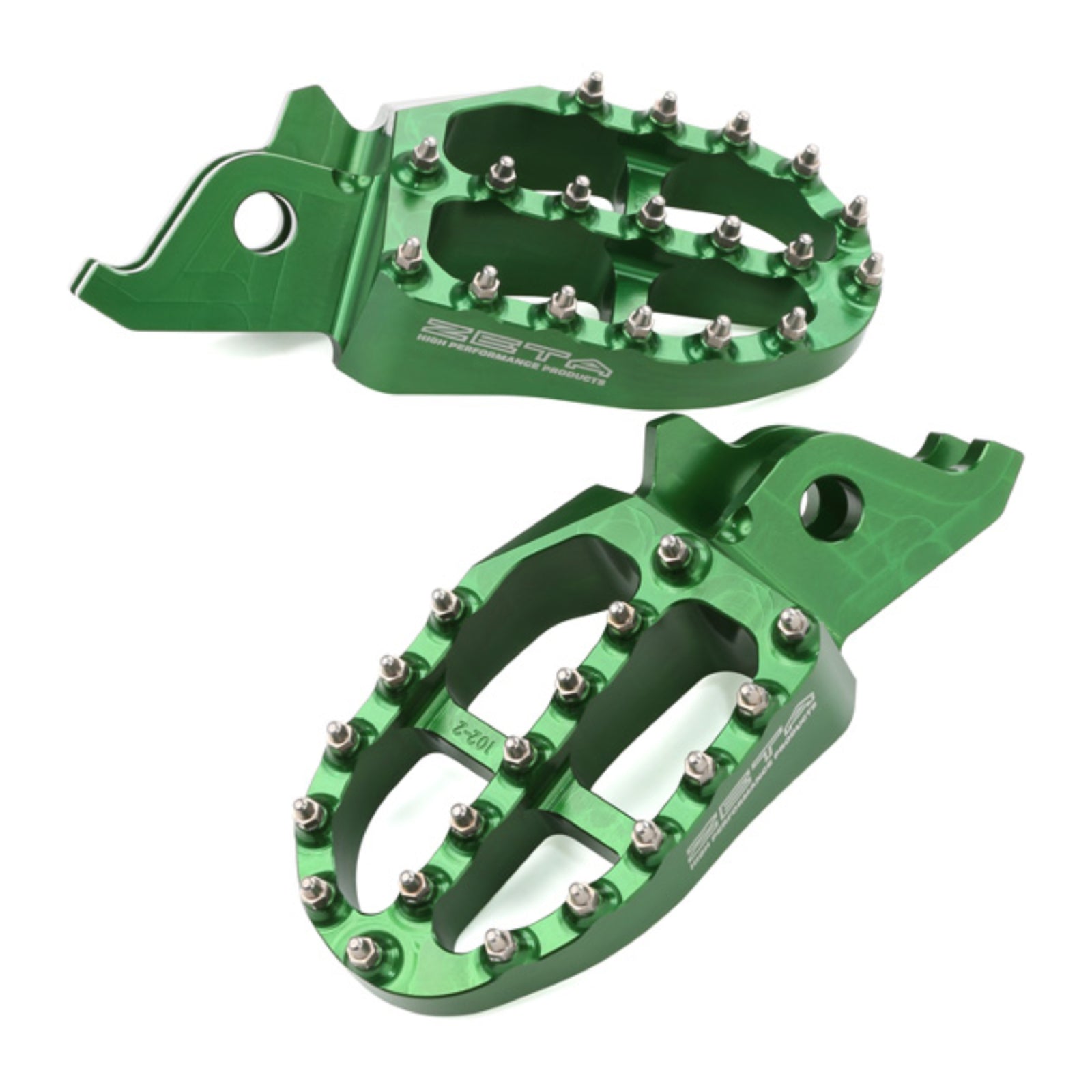 Zeta Aluminium Footpegs KX250F/450F - Green
