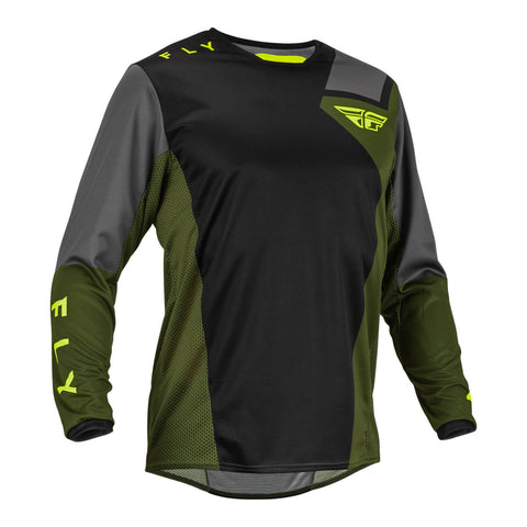 Fly Racing Kinetic Jet Jersey - Black / Olive Green / Hi-Vis