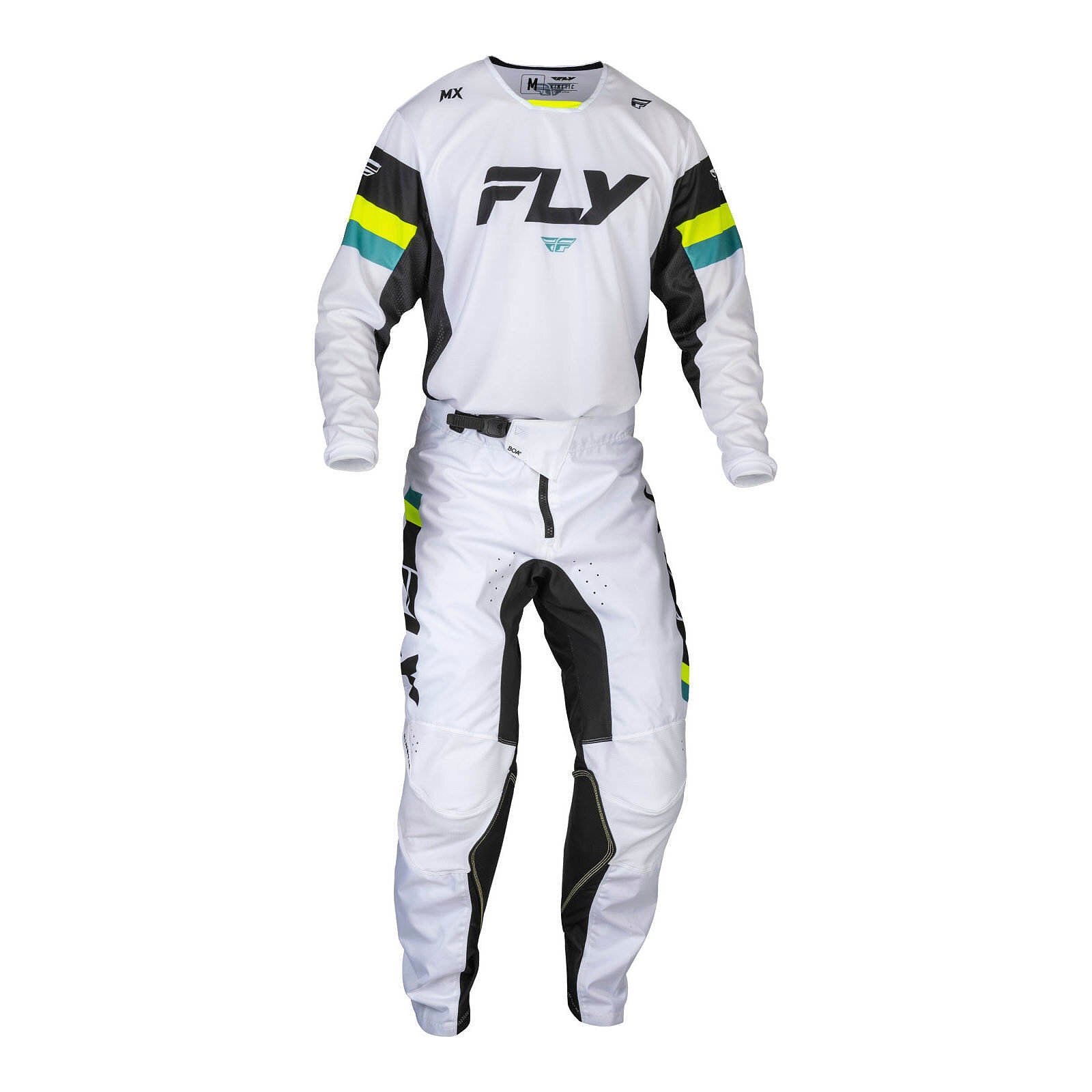 FLY Racing Kinetic Prix Pants - White / Black / Hi-Vis