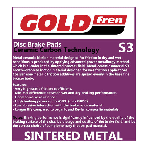 BRAKE PADS GOLDFREN SINTERED SPORTS GF032 - S3 ( PH53 )