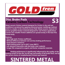 BRAKE PADS GOLDFREN SINTERED SPORTS GF072 - S3 ( PH57 )