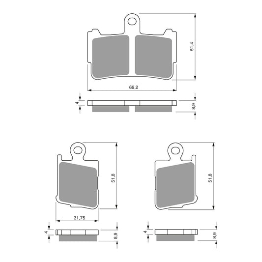 BRAKE PADS GOLDFREN SINTERED SPORTS GF298 - S3 ( PH431 )