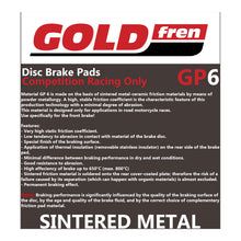 GOLDfren Brake Pads - GP6 Sintered Racing