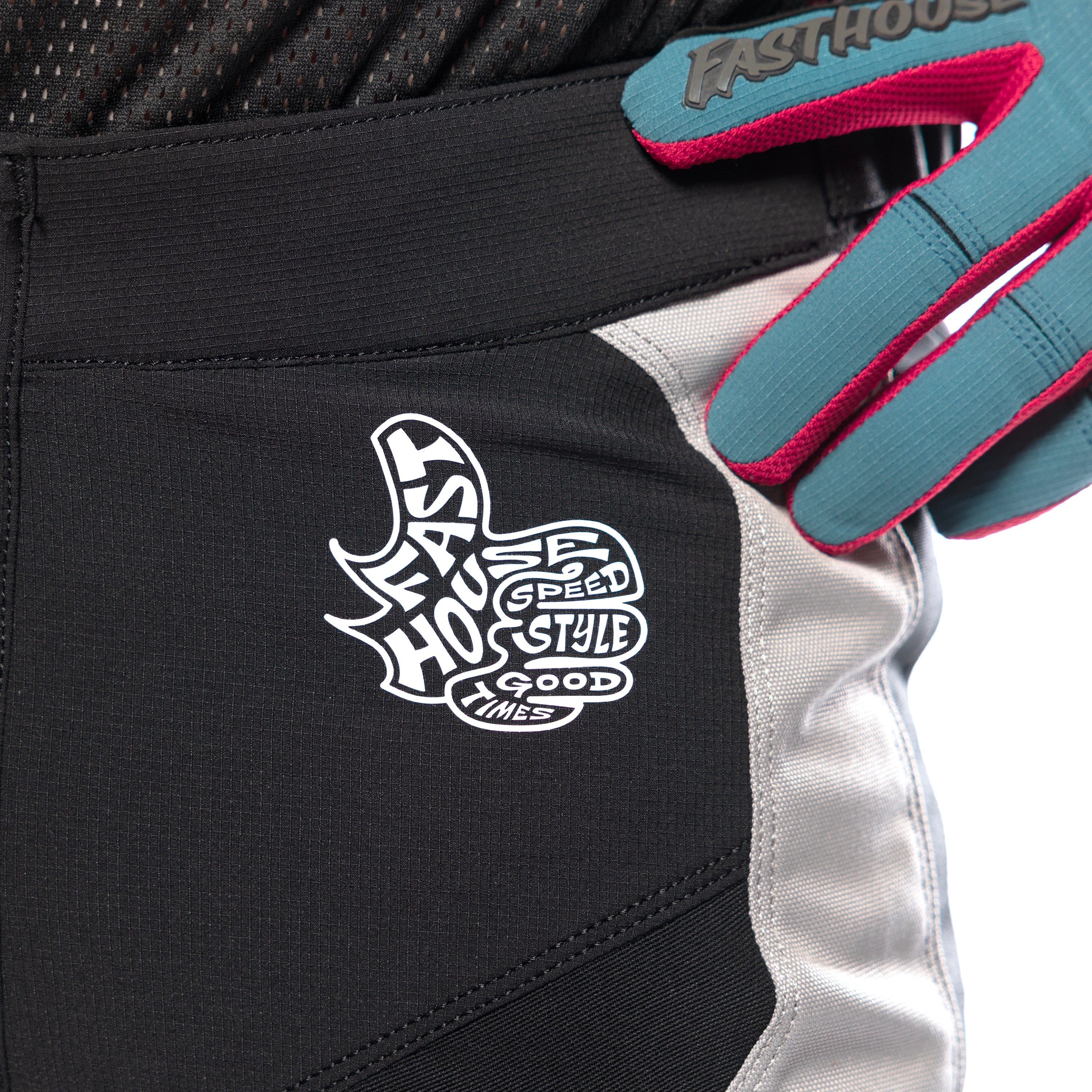 FastHouse Grindhouse Club Pant - Light Gray/Black/Teal