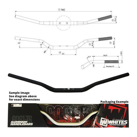 Whites Handlebar Taper AL6061 Black WR125/250/450 (’05-’06) 1-1/8"