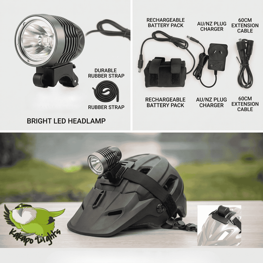 Kakapo Lights 2000 Lumen MTB Helmet & Handlebar Light