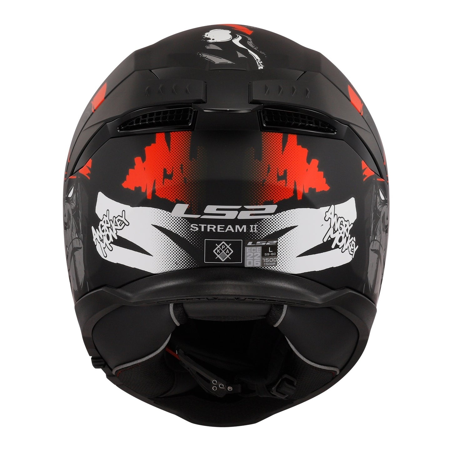 LS2 FF808 Stream II Angry Monkey Helmets - Matte Black / Red 06
