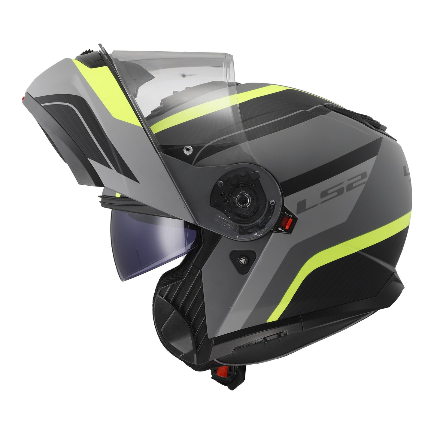 LS2 FF908 Strobe II Monza Flip Front Helmets - Matte Black / Hi-Vis Yellow 06