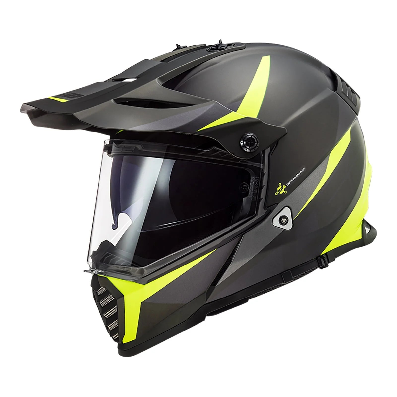 LS2 MX436 PIONEER EVO HELMET - ROUTER MATTE BLACK / HI-VIS Y