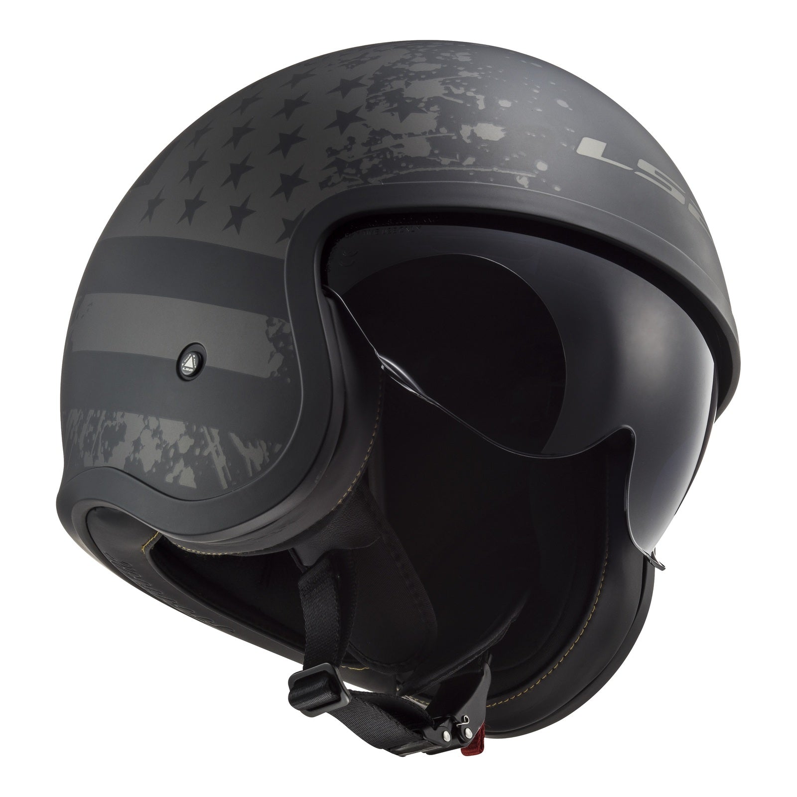 LS2 OF599 Spitfire II Black Flag Helmet - Matte Black / Titanium