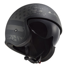 LS2 OF599 Spitfire II Black Flag Helmet - Matte Black / Titanium