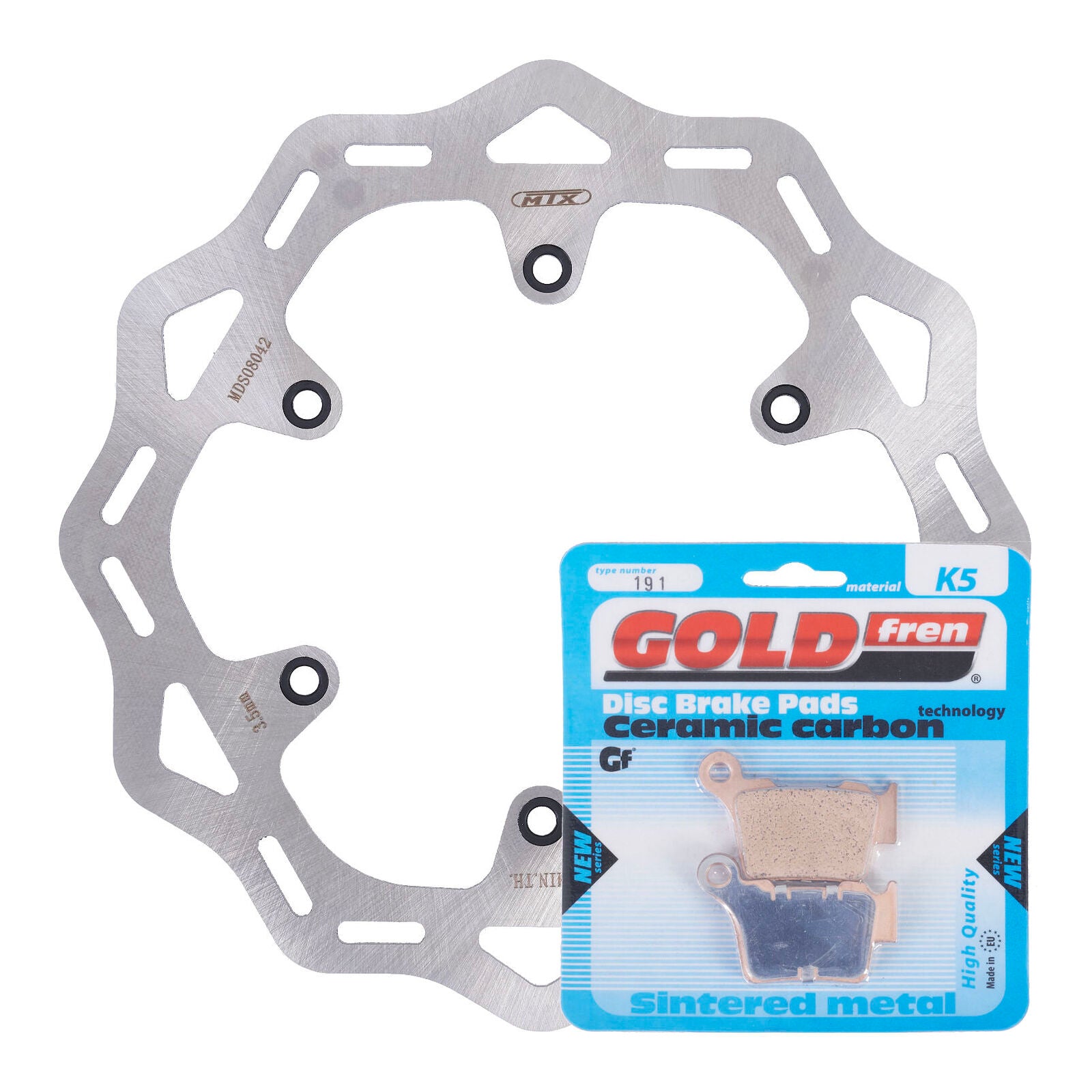 Brake Disc & Pad Rear Kit - KTM SX 220mm Disc - Wave