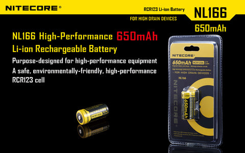 Nitecore Li Ion Rechargebale Battery Rcr123 A (3.7 V, 650m Ah)